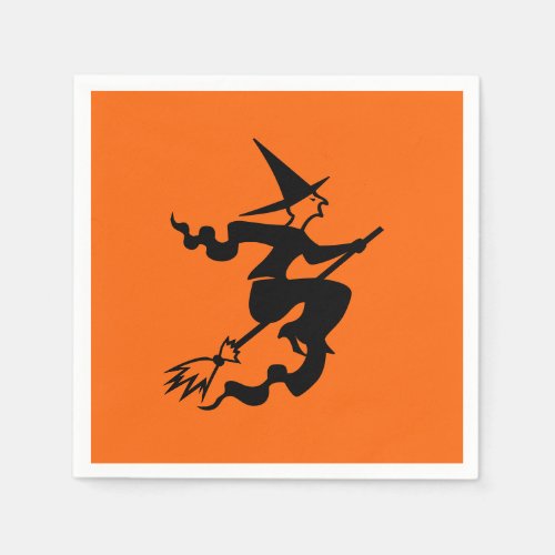 Witch Flying on Broomstick Halloween 4Nellie Napkins