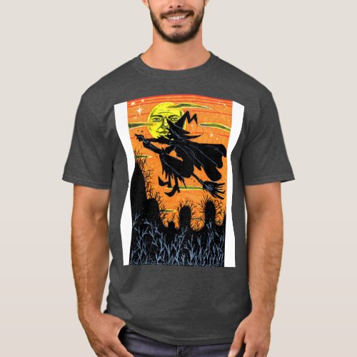 Witch Flying Over a Farm T_Shirt