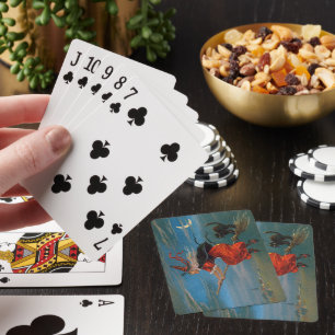 Witch Flying with Black Cat on Halloween Night  Poker Cards