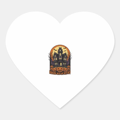 Witch Friends Halloween Haunted House Shirt_1 Heart Sticker