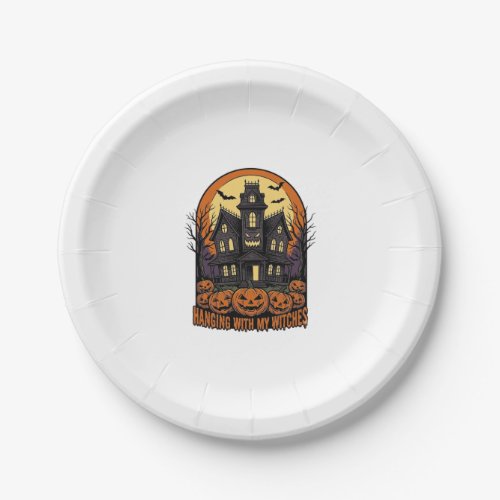 Witch Friends Halloween Haunted House Shirt_1 Paper Plates