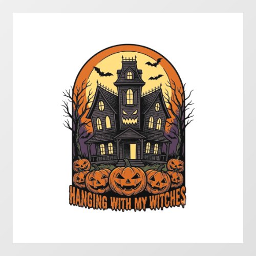 Witch Friends Halloween Haunted House Shirt_1 Window Cling