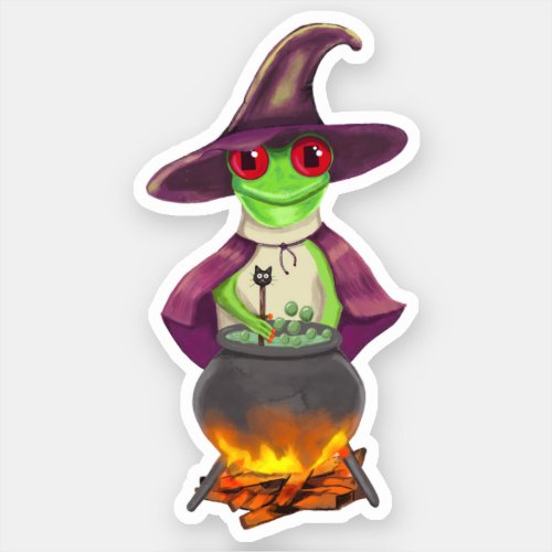 Witch Frog Halloween Custom_Cut Vinyl Sticker