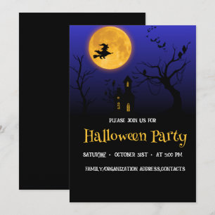 Witch Full Moon Halloween Party Invitation