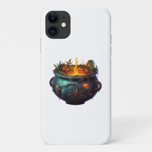 witch furnace with halloween skull iPhone 11 case