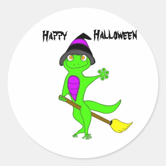 witch gecko classic round sticker (Front)