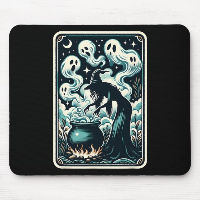 Witch Ghost Cauldron Gothic Supernatural Tarot Car Mouse Pad (Front)