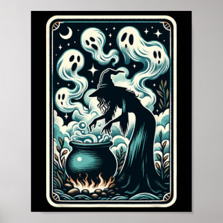 Witch Ghost Cauldron Gothic Supernatural Tarot Car Poster