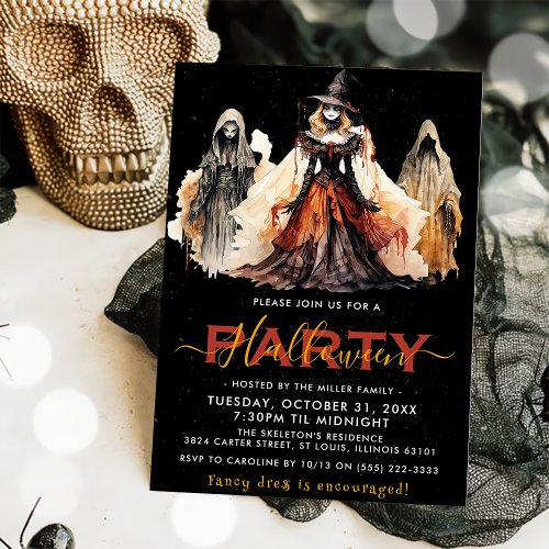 Witch  Ghost Halloween Party Invitation