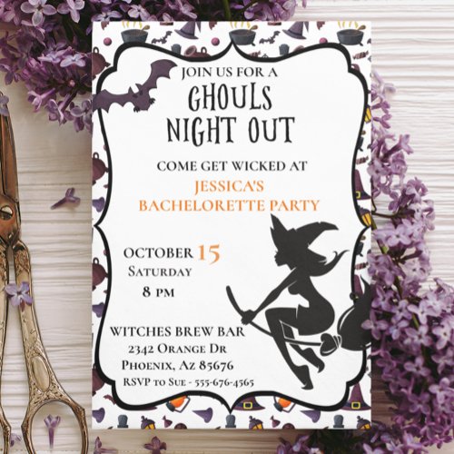 Witch Ghouls night Bachelorette Halloween October Invitation