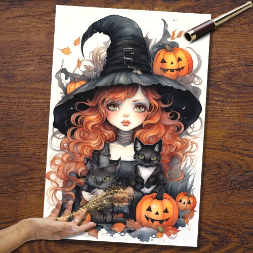 Witch Girl 1 Halloween Decoupage Paper