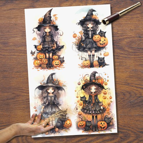 Witch Girl Collage 1 Halloween Decoupage Paper