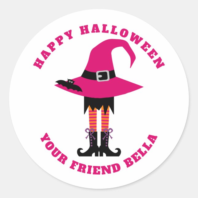 Witch Girl, Kids Halloween Sticker (Front)
