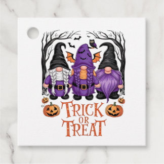Witch Gnome Goth Gnomes Black Orange Halloween  Favor Tags