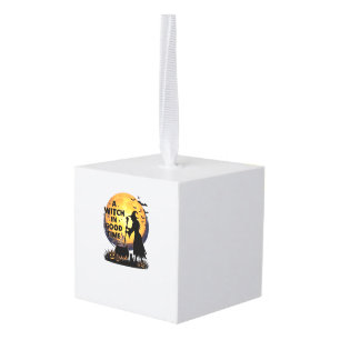 Witch Good Time Halloween Moon Cauldron_1 Cube Ornament