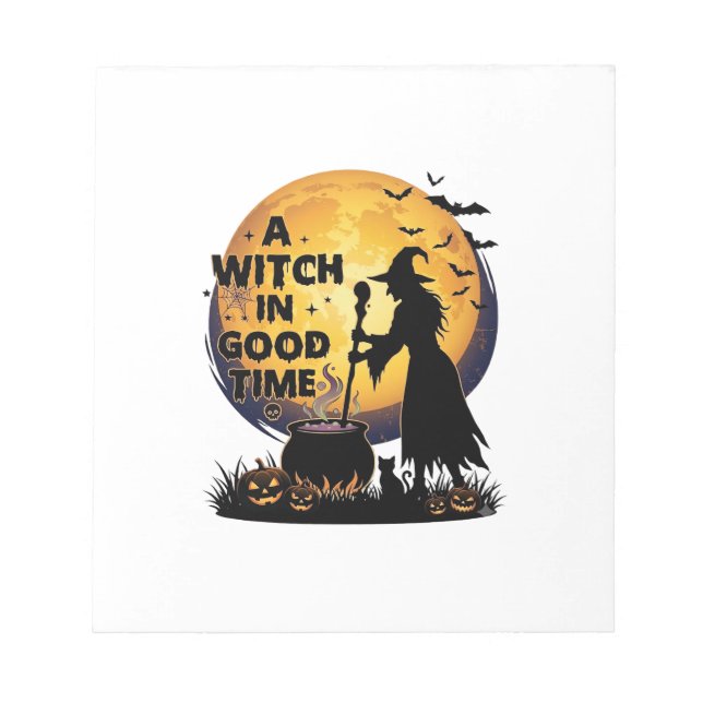 Witch Good Time Halloween Moon Cauldron_1 Notepad (Front)