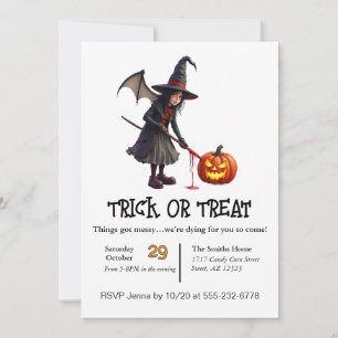 Witch Got Messy Trick Or Treating  Invitation