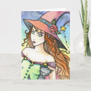 Witch Gray Tabby Card Notecard by Molly Harrison