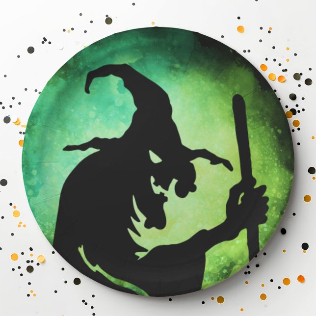 Witch green black Halloween Paper Plates (Witch green black Halloween Paper Plates)