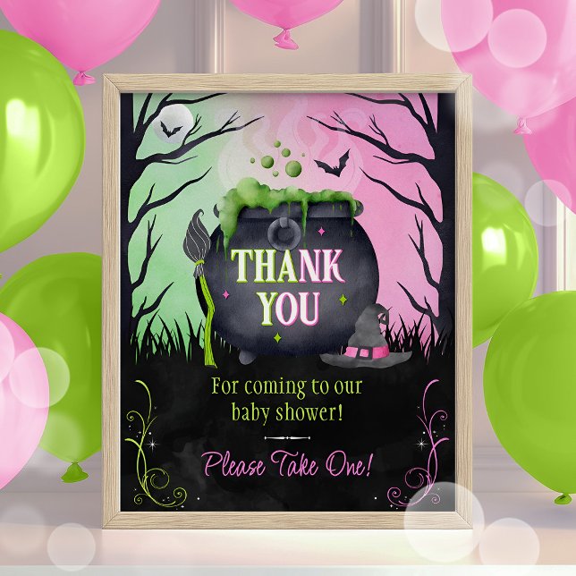 Witch Halloween Baby Shower Favors Sign Poster (Creator Uploaded)