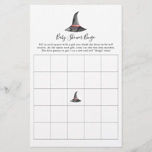 Witch Halloween Baby Shower Game Bingo Cute Flyer