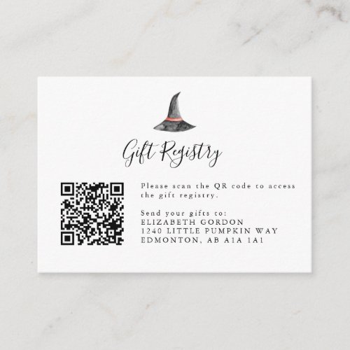 Witch Halloween Baby Shower Gift Registry QR Code  Enclosure Card