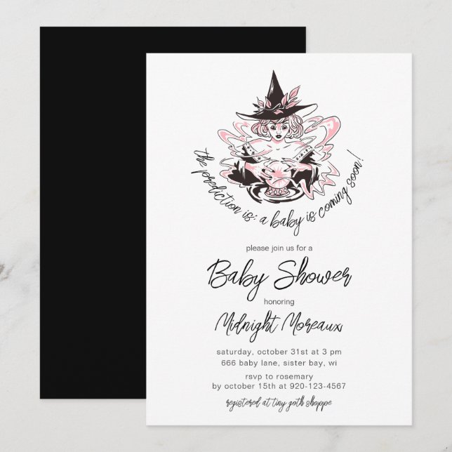 Witch Halloween Baby Shower Invitation (Front/Back)