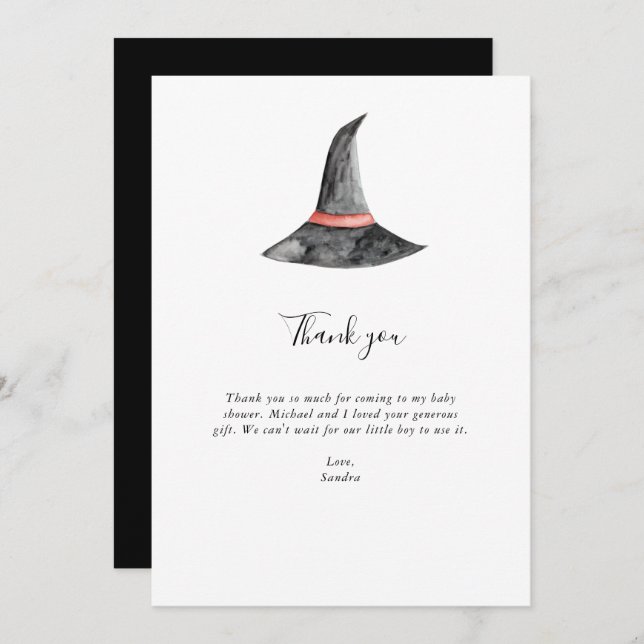 Witch Halloween Baby Shower Thank you Minimal (Front/Back)