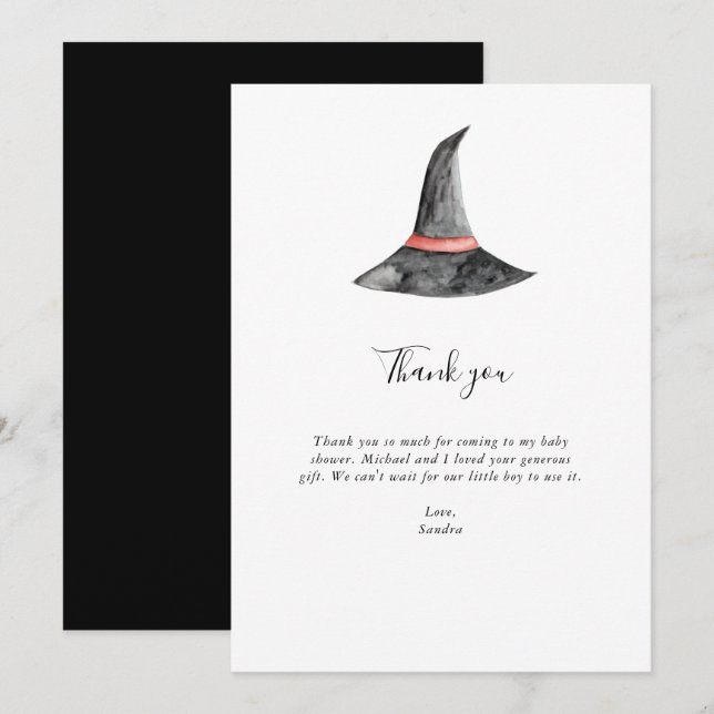Witch Halloween Baby Shower Thank you Minimal Card (Front/Back)