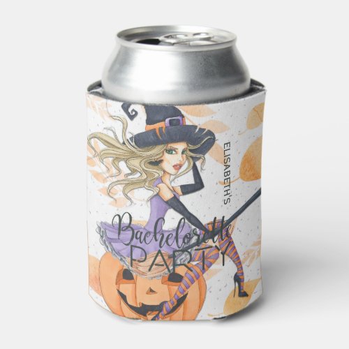 Witch Halloween bachelorette wicked girls night Can Cooler
