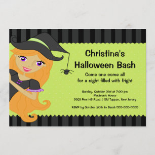 Witch Halloween Bash Halloween Party Invitations