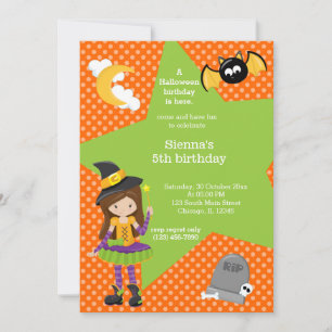 Witch halloween birthday invitation