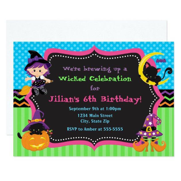 Witch Halloween Birthday Party Invitation