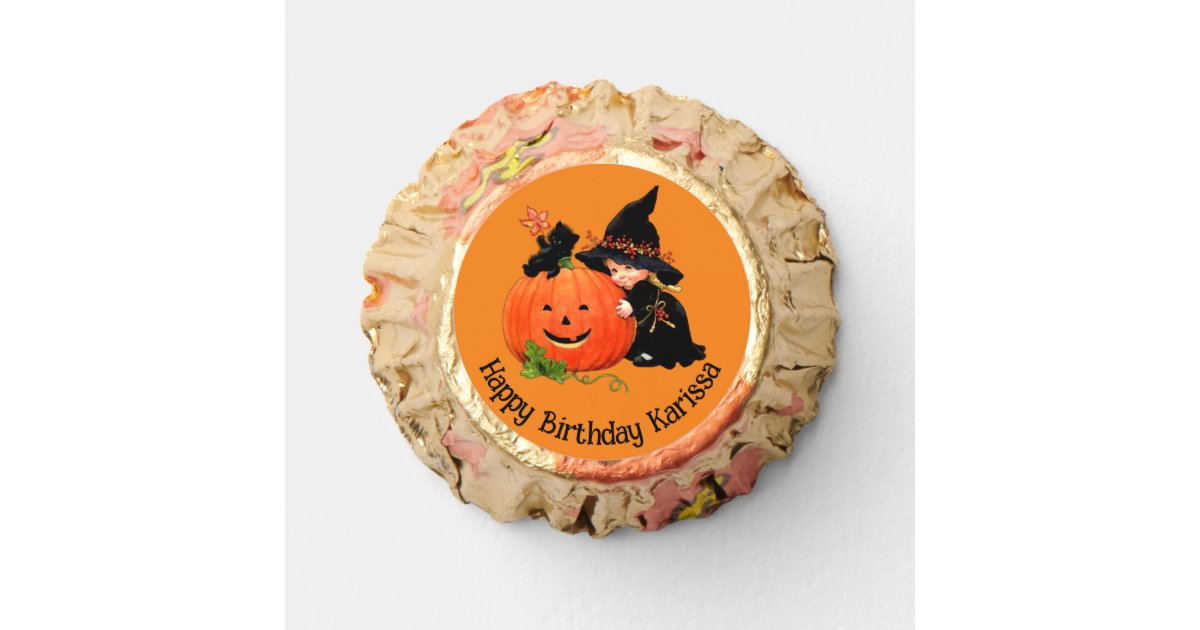 Witch Halloween Birthday Party Personalize Name Reese's Peanut Butter