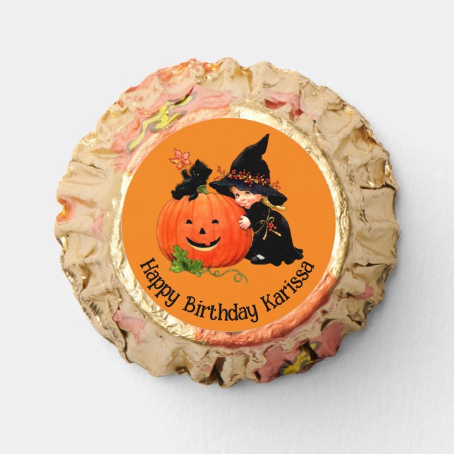 Witch Halloween Birthday Party Personalize Name Reese's Peanut Butter Cups (Front)