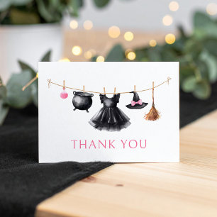 Witch Halloween Clothesline Baby Shower Letterpress Thank You Card