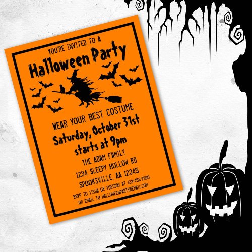 Witch Halloween Costume Party Invitation Postcard