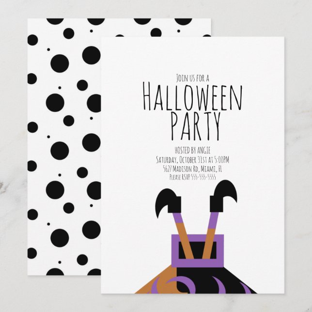 Witch Halloween Cute Birthday Party Event   Invitation (Front/Back)