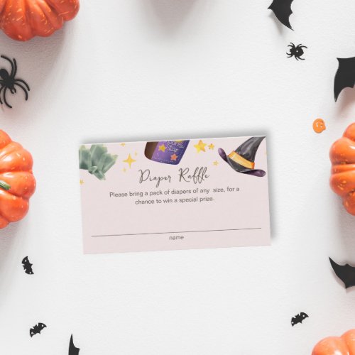Witch Halloween Girl Diaper Raffle Baby Shower Enclosure Card