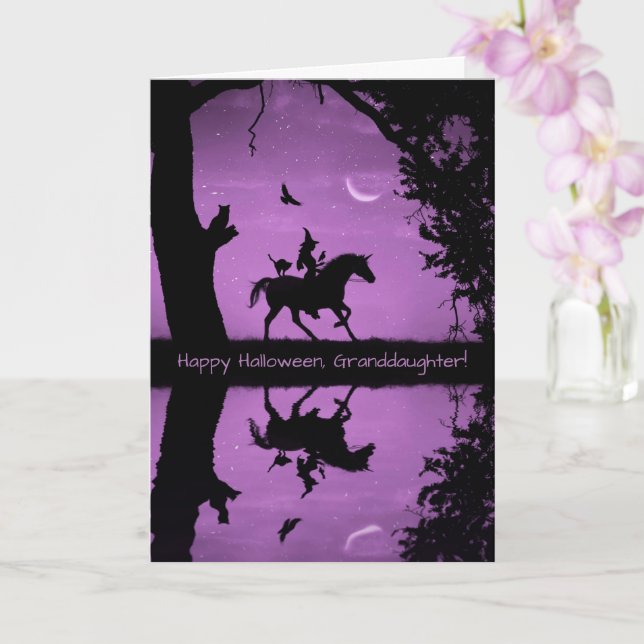Witch Halloween Granddaughter or Any Relation Card (Orchid)
