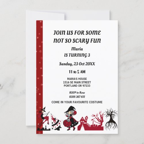 Witch Halloween Haunted House Kids Birthday Party Invitation
