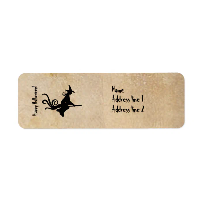 30 Custom Halloween Silhouette Witch Personalized Address Labels 
