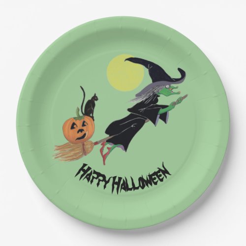 Witch Halloween Party Fun Colorful Paper Plate