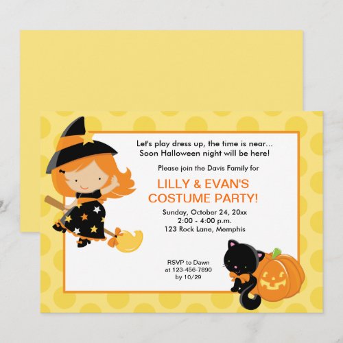 Little Witch Halloween Party 5x7 Invitation