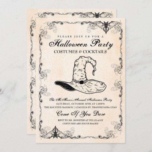 Witch Halloween Party Invitation (Front/Back)