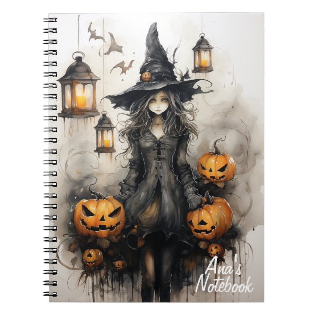 Witch Halloween Personalized Spiral Notebook (Front)