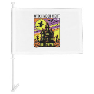 Witch Halloween Shirt Vintage Haunted House Night_ Car Flag