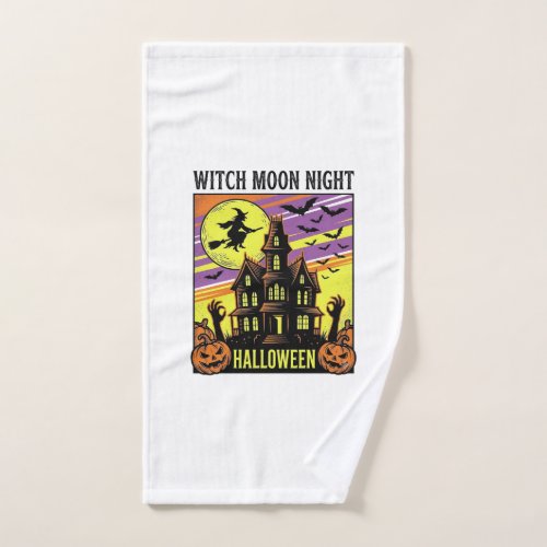 Witch Halloween Shirt Vintage Haunted House Night_ Hand Towel
