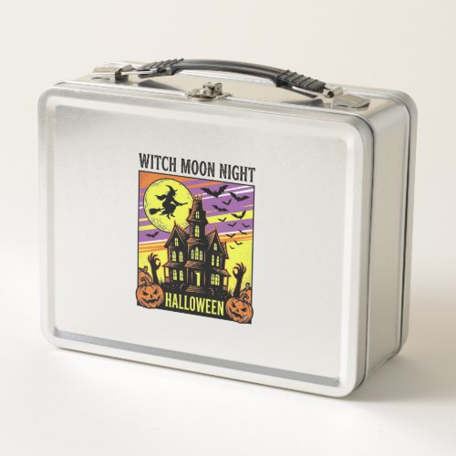 Witch Halloween Shirt Vintage Haunted House Night_ Metal Lunch Box