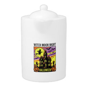 Witch Halloween Shirt Vintage Haunted House Night_ Teapot